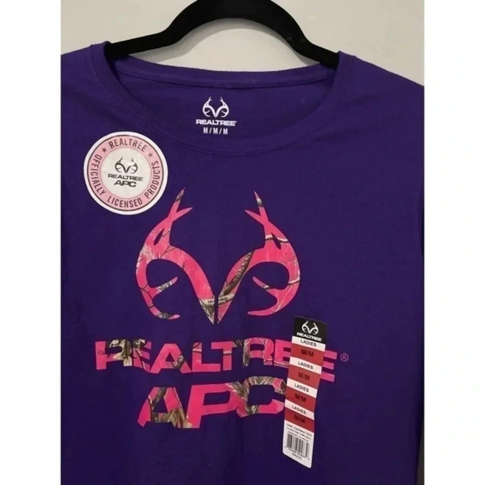 Realtree APC Women’s Long Sleeve Pink Camo Logo Purple Size Medium - Picture 3 of 5